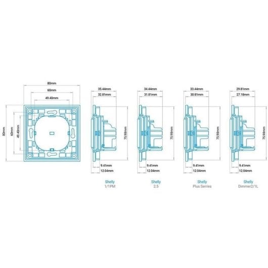 Interrupteur Intelligent Shelly Wall Switch 2 Sans fil Adaptateurs pour Shelly