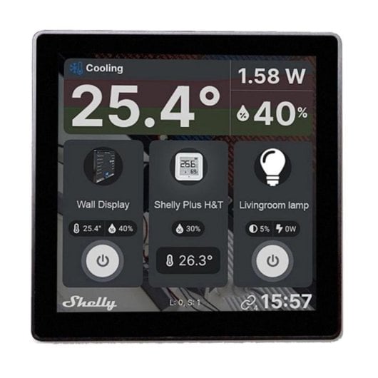 Relais Wi-Fi Shelly Wall Display Contrôle de l’éclairage, Bluetooth, Suivi de l’énergie, Ecran tactile 4"