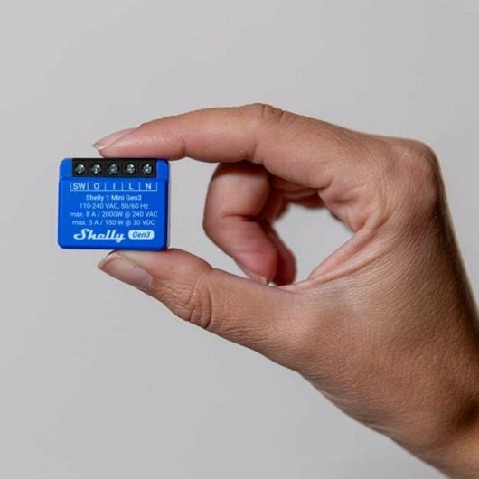 Relais Wi-Fi Shelly 1 Mini Gen3 Wi-Fi Bluetooth Contrôle universel, Encastrable, Protection thermique