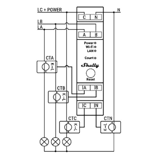Shelly Module Wi-fi Bt Compteur De Consommation Din Pro 3em