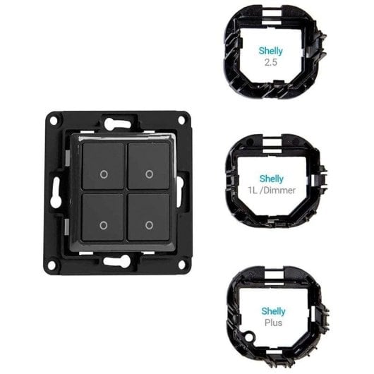 Interrupteur Intelligent Shelly Switch 4 WiFi Noir Compatible Domotique