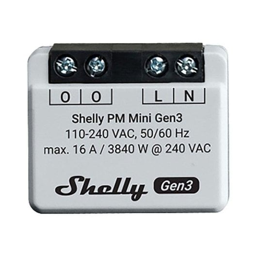 Relais Wi-Fi Shelly PM Mini Gen3 Suivi de l’énergie, Bluetooth, Encastrable, Protection thermique