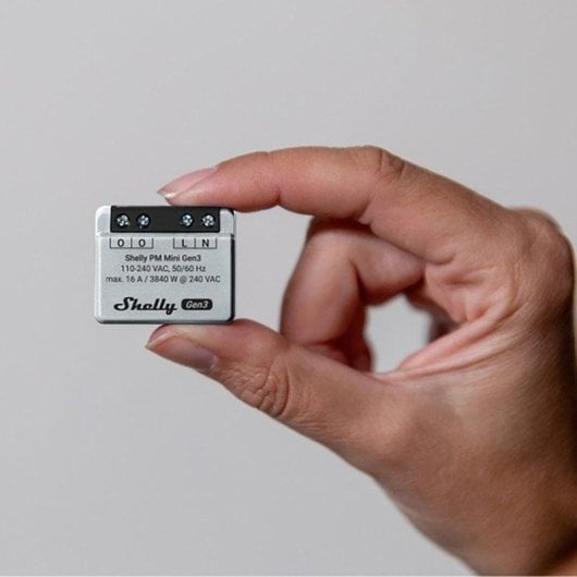 Relais Wi-Fi Shelly PM Mini Gen3 Suivi de l’énergie, Bluetooth, Encastrable, Protection thermique