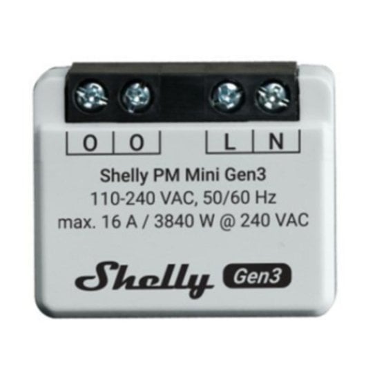 Relais Wi-Fi Shelly PM Mini Gen3 Suivi de l’énergie, Bluetooth, Encastrable, Protection thermique