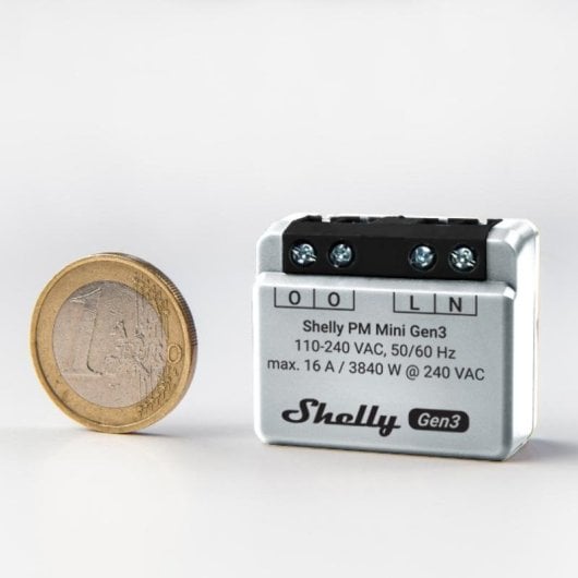 Relais Wi-Fi Shelly PM Mini Gen3 Suivi de l’énergie, Bluetooth, Encastrable, Protection thermique