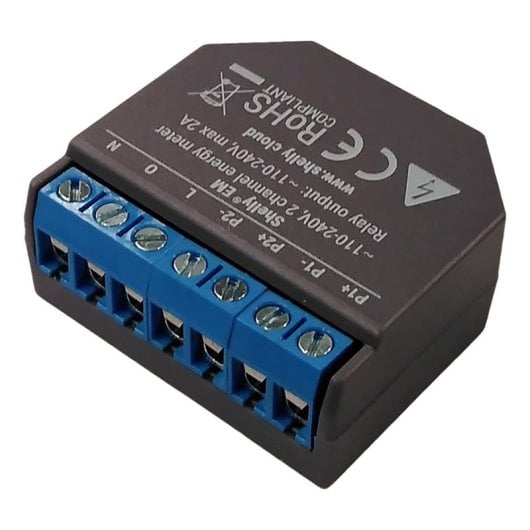 Shelly Módulo Wi-Fi BT Medidor de Consumo EM + Pinza Transformadora de Corriente de 50A