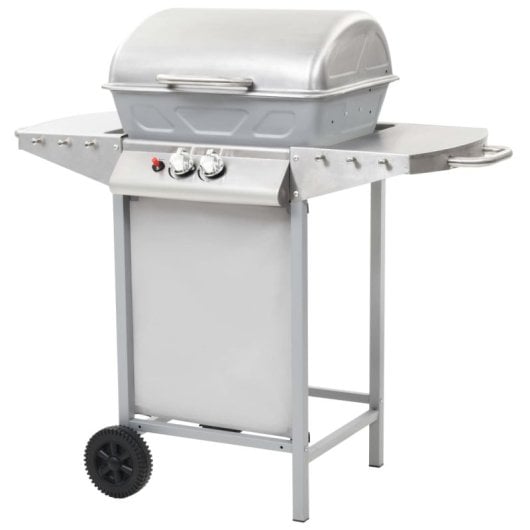 Barbecue à gaz portable Vidaxl 2 zones, argent, acier inoxydable