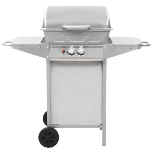 Barbecue à gaz portable Vidaxl 2 zones, argent, acier inoxydable