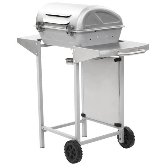 Barbecue à gaz portable Vidaxl 2 zones, argent, acier inoxydable
