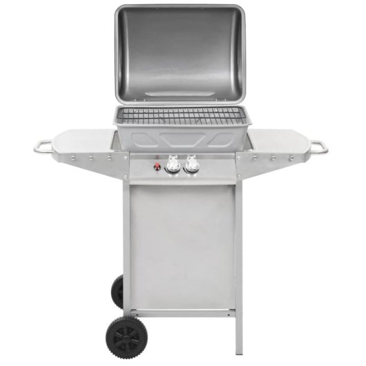 Barbecue à gaz portable Vidaxl 2 zones, argent, acier inoxydable