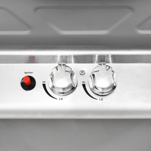 Barbecue à gaz portable Vidaxl 2 zones, argent, acier inoxydable