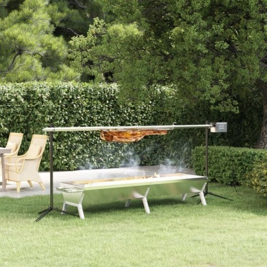 Vidaxl Juego De Barbacoa Automática Y Bandeja Acero Inoxidable
