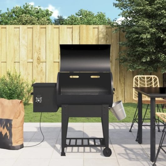 Vidaxl Barbecue à Granulés avec Etagère Inférieure Fer Noir 94 Cm
