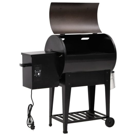 Vidaxl Barbecue à Granulés avec Etagère Inférieure Fer Noir 94 Cm