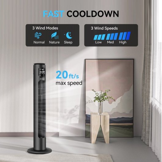 Aigostar Smart Ross Ventilador de Torre Inteligente 50W