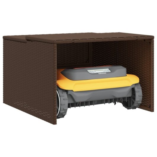 Vidaxl Casa Robot Corta-Relva Rattan Sintético Castanho 86x90x52/57 Cm