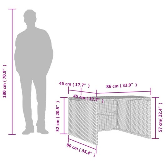 Vidaxl Casa Robot Corta-Relva Rattan Sintético Castanho 86x90x52/57 Cm