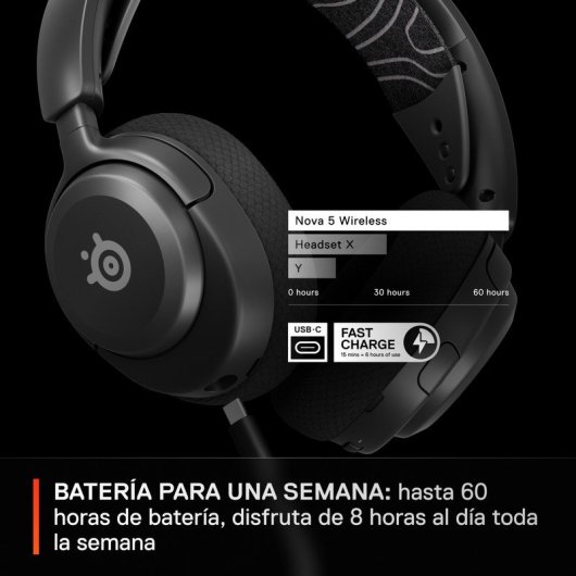 SteelSeries Arctis Nova 5 Auriculares Gaming Inalámbricos 60h 100+ Presets Bluetooth PC/PS5 Negro