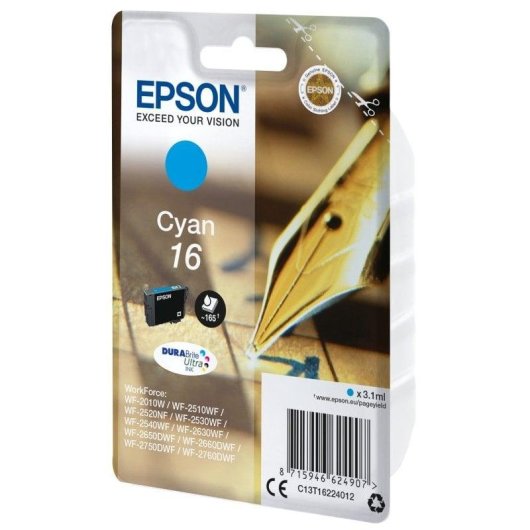 Cartucho de Tinta Original Epson C13T16224022 Cian para Impresoras WorkForce