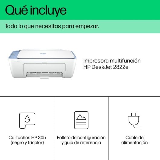 HP DeskJet 2822e Impresora Multifunción Color Wifi Blanca + 3 Meses de Impresión Instant Ink con HP+