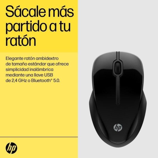 HP 250 Ratón Dual Inalámbrico Bluetooth 5.0, hasta 1600 dpi Conexión USB-A Laterales Antideslizantes