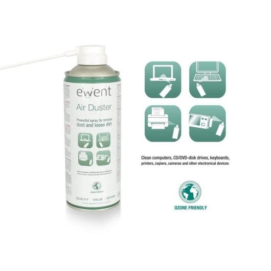 Ewent Spray de Aire Comprimido 400Ml + Ayuda en remoto para la limpieza de tu equipo