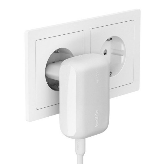 Belkin BoostCharge Cargador de Pared Doble 1x USB-C PD 3.0 30W + 1x USB-A 12W Blanco