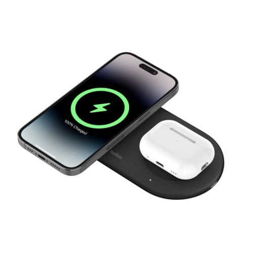 Belkin BoostCharge Pro Estación Magnética de Carga Inalámbrica 2 en 1 con Tecnología Qi2 15W Negra