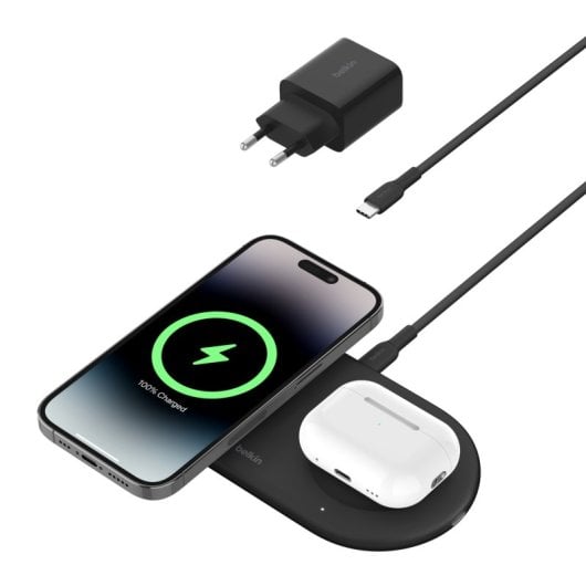 Belkin BoostCharge Pro Estación Magnética de Carga Inalámbrica 2 en 1 con Tecnología Qi2 15W Negra