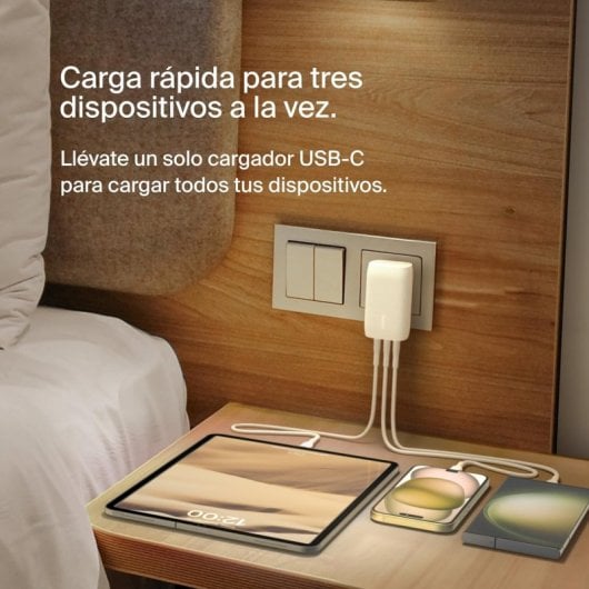 Belkin Cargador de Pared con 3 Puertos USB-C y PPS a 67 W BoostCharge Pro Blanco