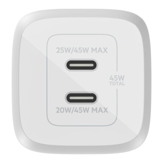 Belkin Cargador de Pared USB-C GaN Doble con PPS de 45 W Blanco