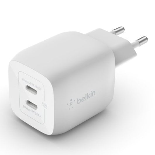 Belkin Cargador de Pared USB-C GaN Doble con PPS de 45 W Blanco