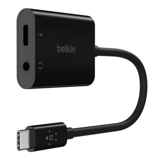 Belkin RockStar Adaptador USB-C de Carga y Audio de 3.5 mm Negro