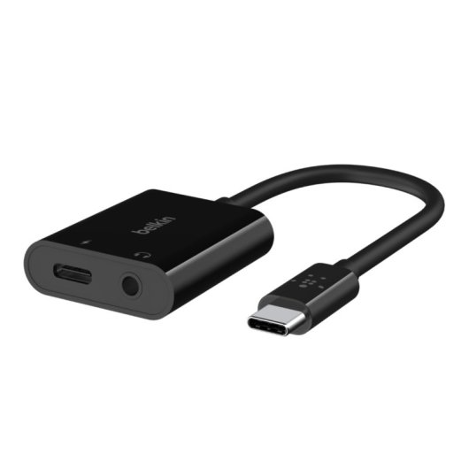 Belkin RockStar Adaptador USB-C de Carga y Audio de 3.5 mm Negro