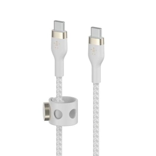 Cabo USB-C Belkin BoostCharge Pro Flex 1 m Silicone Dupla Trançada Branco