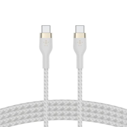Cabo USB-C Belkin BoostCharge Pro Flex 1 m Silicone Dupla Trançada Branco