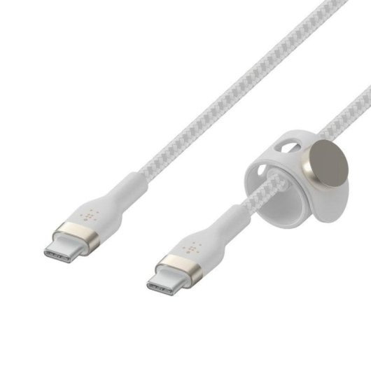 Cabo USB-C Belkin BoostCharge Pro Flex 1 m Silicone Dupla Trançada Branco