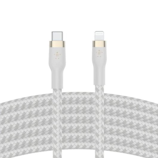 Cabo USB-C a Lightning Belkin BoostCharge Pro Flex 2m Branco silicone trançado