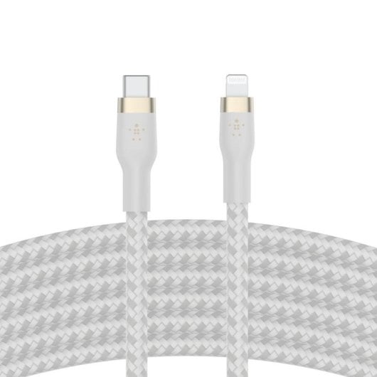 Cabo USB-C a Lightning Belkin BoostCharge Pro Flex 2m Branco silicone trançado