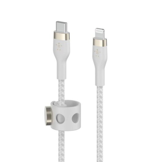 Câble Belkin BoostCharge Pro Flex USB-C vers Lightning 1m Blanc ultra résistant