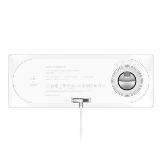 Belkin BOOST CHARGE PRO Cargador Inalámbrico 3 en 1 de 15 W con Tecnología MagSafe Oficial Blanco