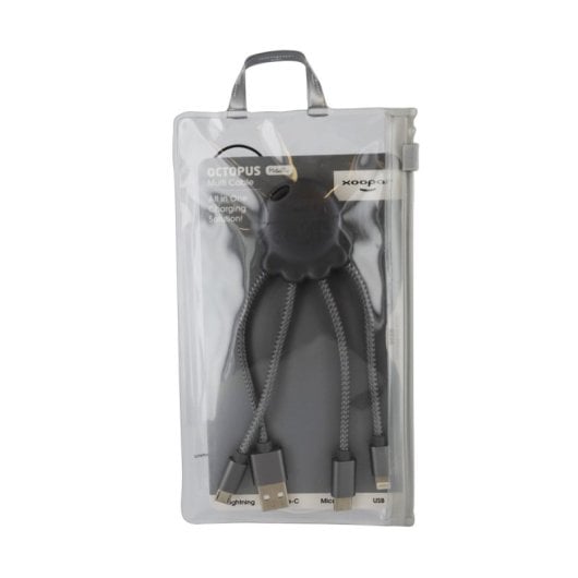 Xoopar Octopus Adaptador USB Multi-Conector com Orifício para Porta-Chaves Cinzento Metalizado