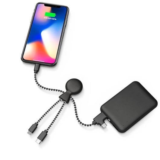 Xoopar Pack Bio Batería Externa 5000Mah Biodegradable + Cable Multi USB, Tipo C, Micro USB,Lightning