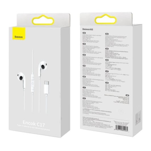 Baseus Encok C17 Auriculares Intrauditivos con Cable USB Tipo C Blancos