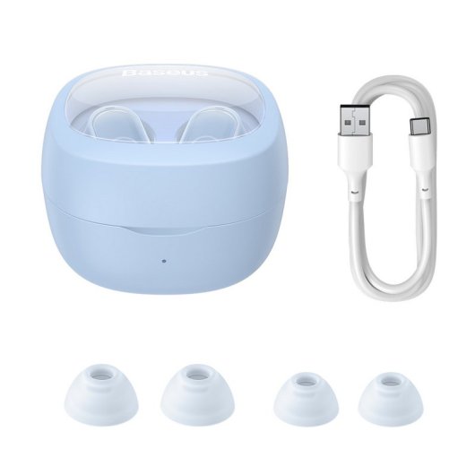 Baseus Bowie WM02 Auriculares Sem Fios Bluetooth com Estojo de Carga Azuis-Claros