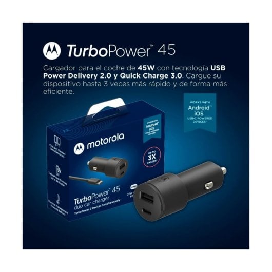 Chargeur Voiture Motorola SJV102-EU USB/USB-C 45W Noir