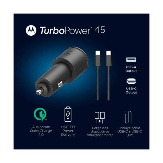 Chargeur Voiture Motorola SJV102-EU USB/USB-C 45W Noir