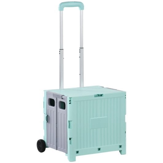 Homcom Carrito De La Compra Plegable Con 2 Ruedas 41,5x32,5x85 Cm Verde