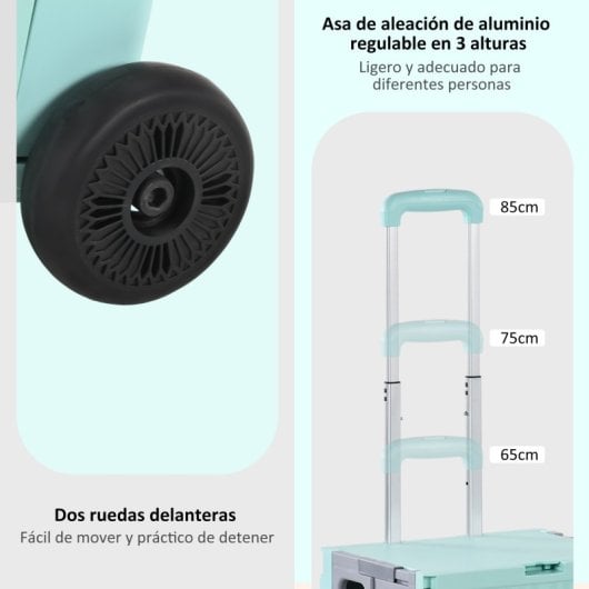 Homcom Carrito De La Compra Plegable Con 2 Ruedas 41,5x32,5x85 Cm Verde