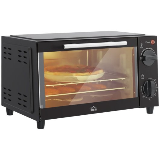 HOMCOM Mini Horno Eléctrico 9L 50W con Temperatura Ajustable Temporizador Negro
